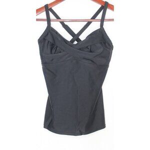 Athleta Women's Swim Top 32D/DD Black Long Underwire Padded Adjustable Strap